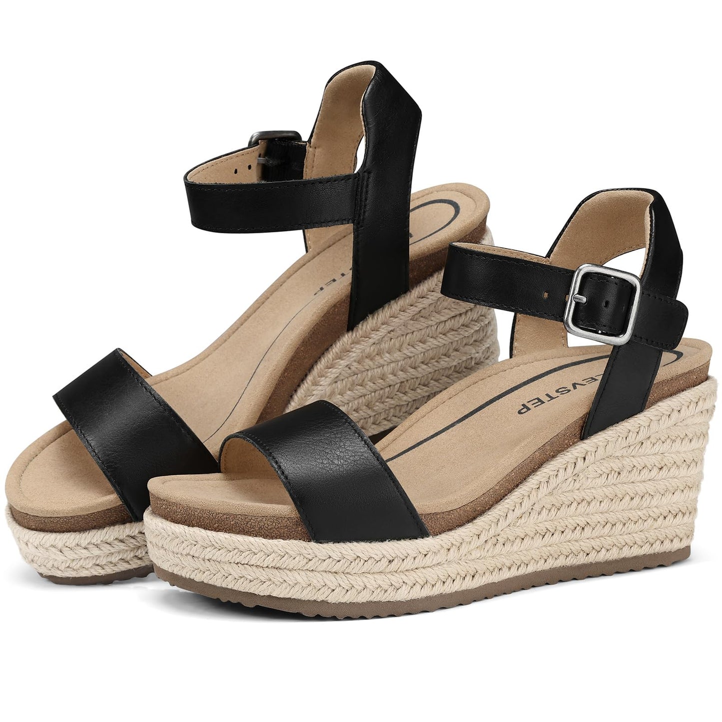 Women's Orthopedic Wedge Sandals: Arch Support Genuine Leather Platform Espadrilles - Comfortable Open Toe Casual Summer Sandals