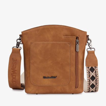 Montana West Multi Zip Pocket Crossbody Bag With Guitar Strap