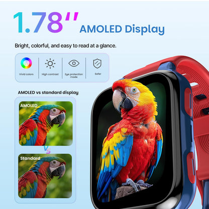 K9 Smart Watch for Kids with GPS Tracker, AI Voice & Video Call,1.78" AMOLED, 4G Smartwatch with SOS, Parental Controls, School Mode, IP68 Waterproof Kids Smartwatch for Teens Ages 3 and Up