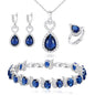 BriLove Wedding Jewelry Set for Women Bride Bridesmaid | Gorgeous Cubic Zirconia Teardrop Necklace Earrings Bracelet Adjustable Ring Jewelry Gift for Birthday/Anniversary
