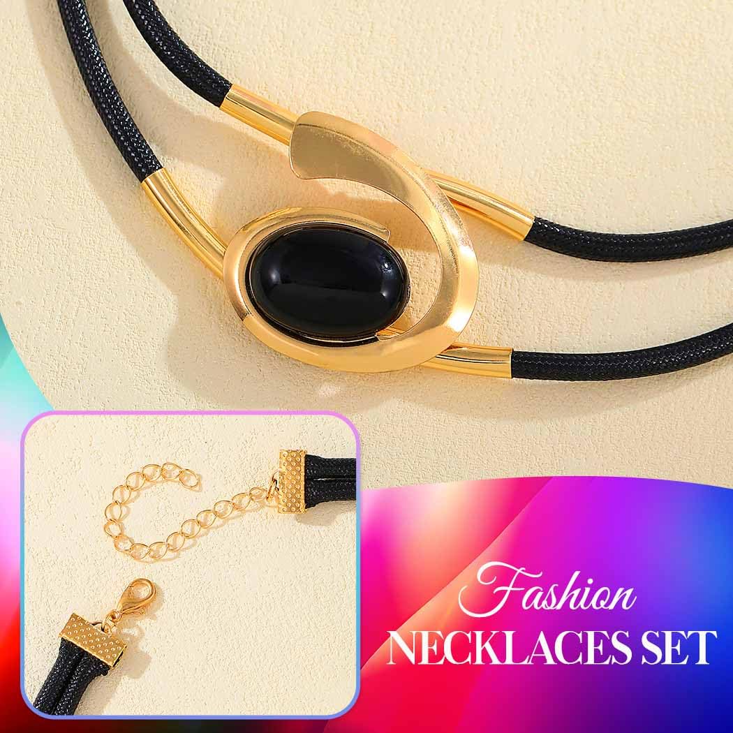 CLOACE Gold Necklace Set Boho Double-Layer Pendant Necklace Bracelet Sets Vintage Fashion Jewelry for Women