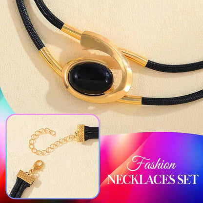 CLOACE Gold Necklace Set Boho Double-Layer Pendant Necklace Bracelet Sets Vintage Fashion Jewelry for Women