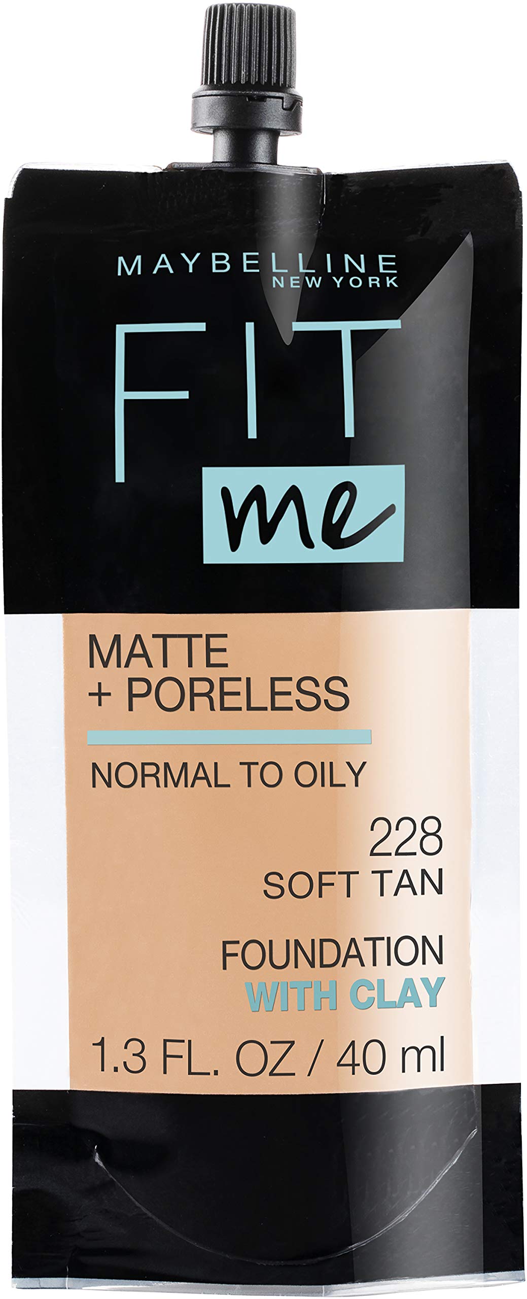 Maybelline Fit Me Matte + Poreless Liquid Oil-Free Foundation Makeup, Mocha, 1 Count (Packaging May Vary)