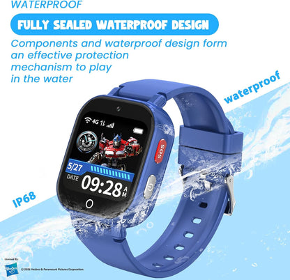 Smart Watch for Kids, 4G Kids Smartwatch with GPS Tracker Calling (Blue) | WIFI/Voice/Video Chat/SOS/SMS-receiving IP68 Waterproof Pedometer Camera Alarm Safe Zone Smartwatch Gift for Boys Girls 4-12