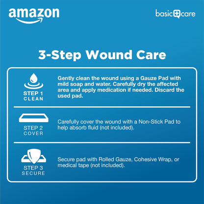 Amazon Basic Care Gauze Pads, 4x4" Sterile Medical Wound Dressing Sponges, 12-Ply, Extra Absorbent, for Cleaning, Covering & Cushioning Cuts & Minor Injuries, 50 Count, 1-Pack (Previously All Health)