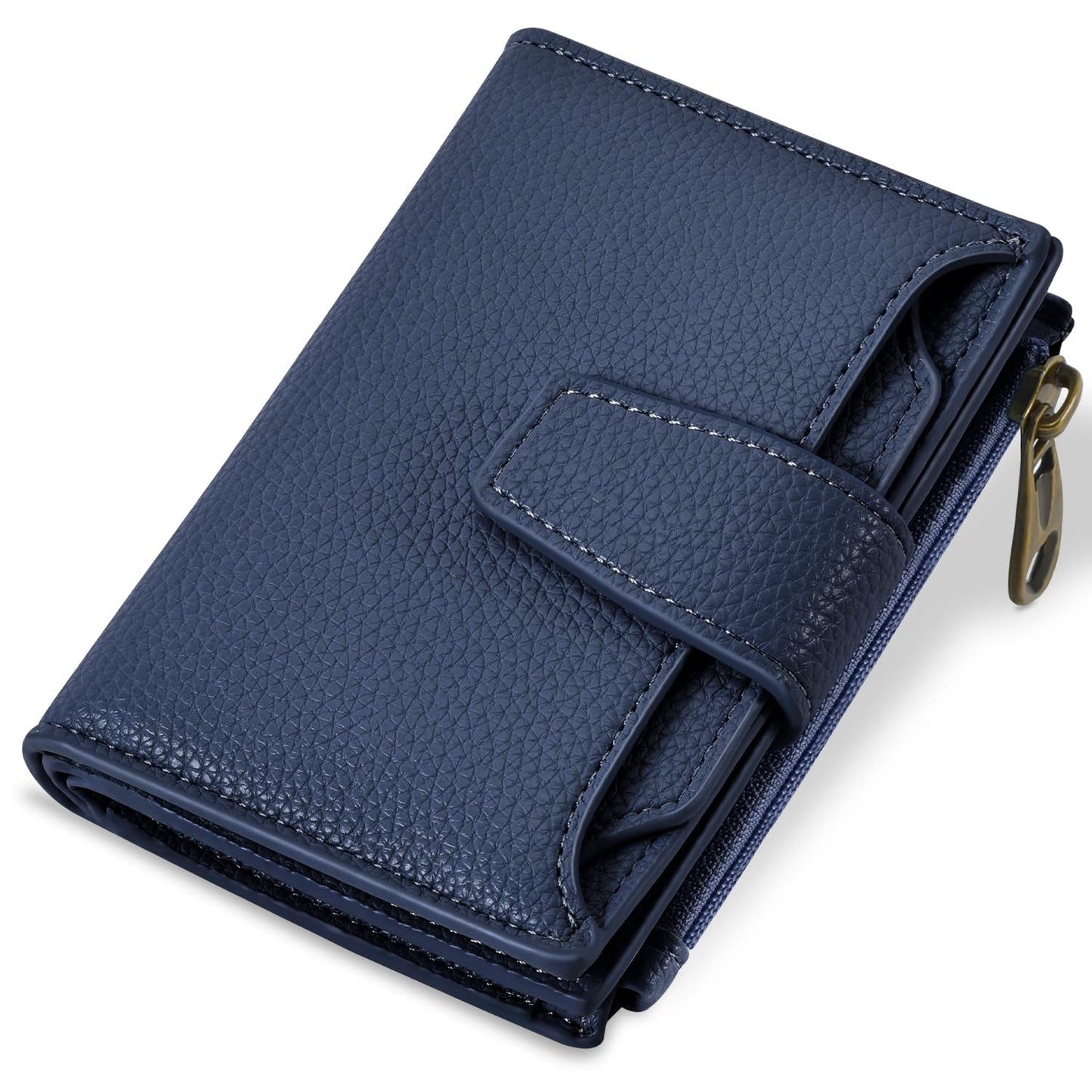 Airkit Small Wallet Women RFID Blocking Soft Leather Bifold Compact Card Holder Wallet for Women with Zipper Coin Pocket 4 ID Window