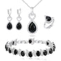 BriLove Wedding Jewelry Set for Women Bride Bridesmaid | Gorgeous Cubic Zirconia Teardrop Necklace Earrings Bracelet Adjustable Ring Jewelry Gift for Birthday/Anniversary