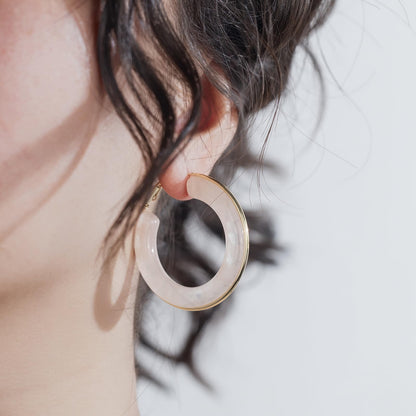 Chunky Gold Resin Hoop Earrings Leverback Statement Huggie Hoops Dangle Drop Dressy Earring Prom Festival Vacation Jewelry for Women