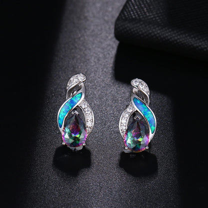 Jewelry Sets Australian Created Opal Necklace Earrings Jewelry for Mom