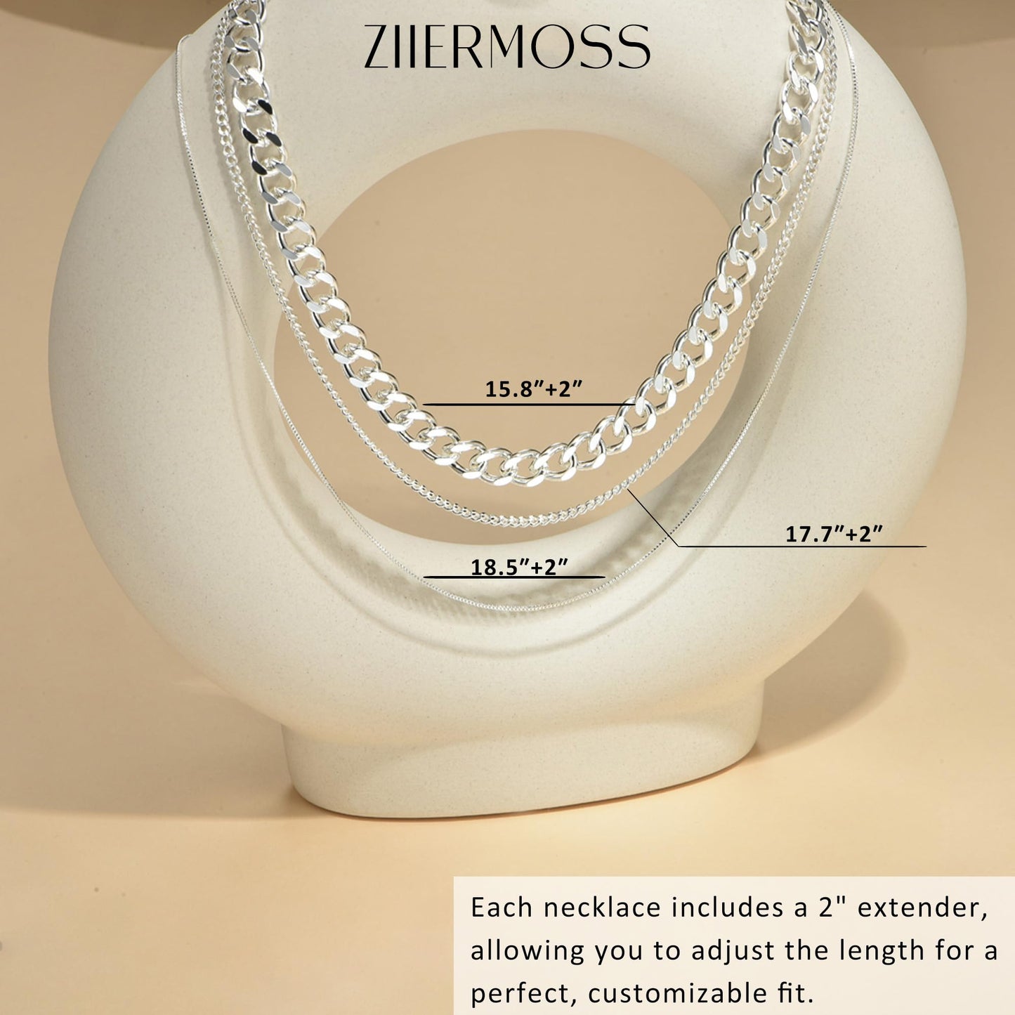 3PCS Gold Necklaces for Women,Chunky Statement Gold Plated Necklace Stack Layered Sterling Silver Herringbone Chains for Women Dainty Trendy Silver Chains Stacked Jewelry Gifts