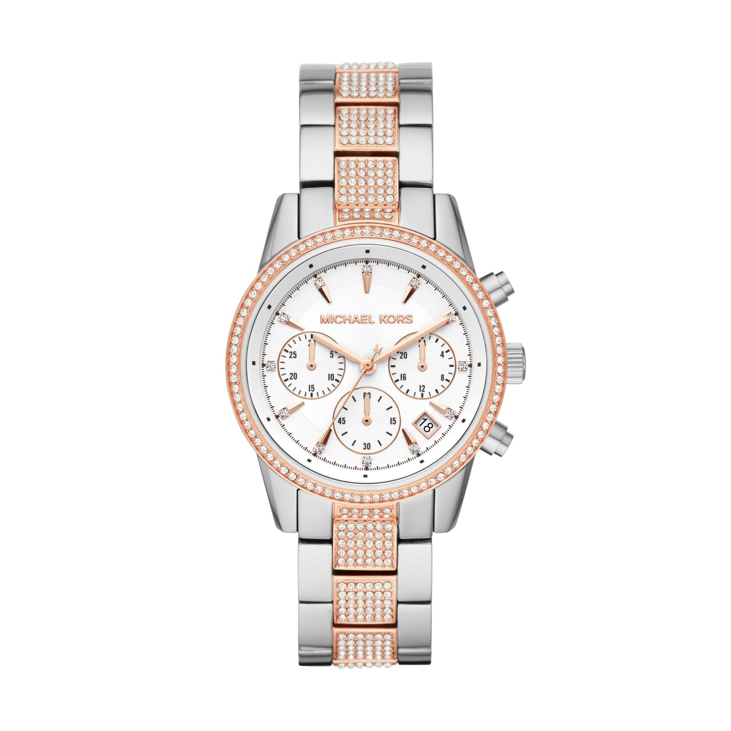 Michael Kors Bryant Chronograph Women's Watch, Stainless Steel and Pavé Crystal Watch for Women