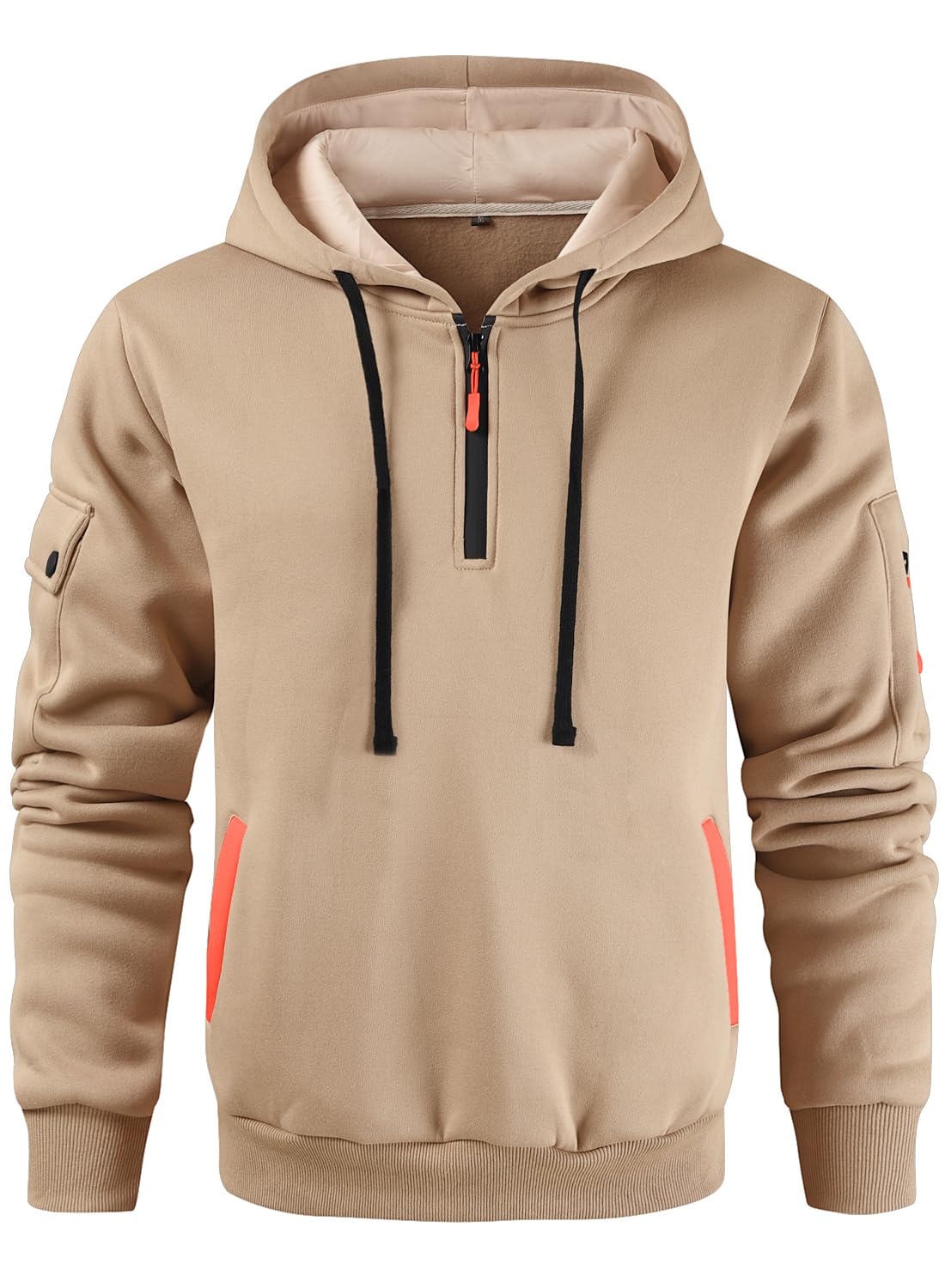 Leidowei Men's Hoodies Casual Pullover Hooded Sweatshirt Long Sleeve Quarter Zip Hoody Tops With Kangaroo Pocket