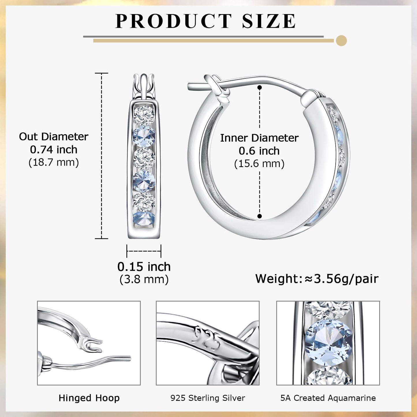 Channel Set Small Huggie Hoop Earrings Sterling Silver or 14K Gold Color,Lightweight Hypoallergenic CZ Diamond Chunky Hoop Earrings for Women