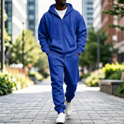 Jogger Sweatpants Matching Outfit For Men 2 Piece Sweat Suits Full Zip Up Hooded Tracksuit Soft Fleece Set