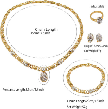 SYHOL Gold Jewelry Sets for Women 18K Gold/Silver Filled Jewelry Necklace Set Wedding Bridal Fashion Jewelry Sets Women Accessories Bracelets Earrings and Rings Sweetheart Gifts