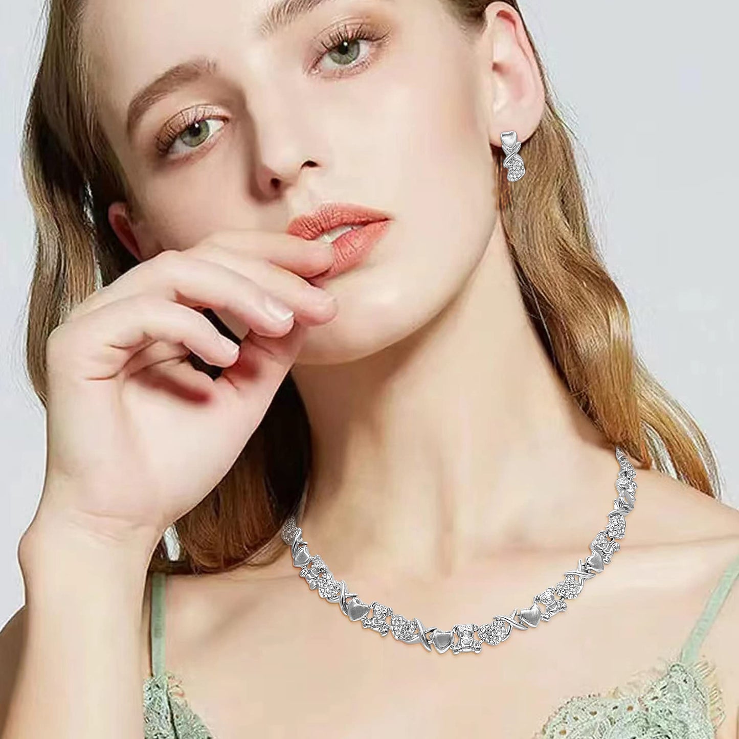SYHOL Gold Jewelry Sets for Women 18K Gold/Silver Filled Jewelry Necklace Set Wedding Bridal Fashion Jewelry Sets Women Accessories Bracelets Earrings and Rings Sweetheart Gifts