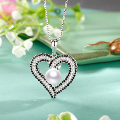 NONNYL Gifts for Women Wife-Pearl Heart Pendant Necklace- Birthday for Girlfriend, Valentine's Day for Wives, Mother's Day for Mom Grandma, Gifts for Her on Wedding Anniversary Christmas Fine Jewelry
