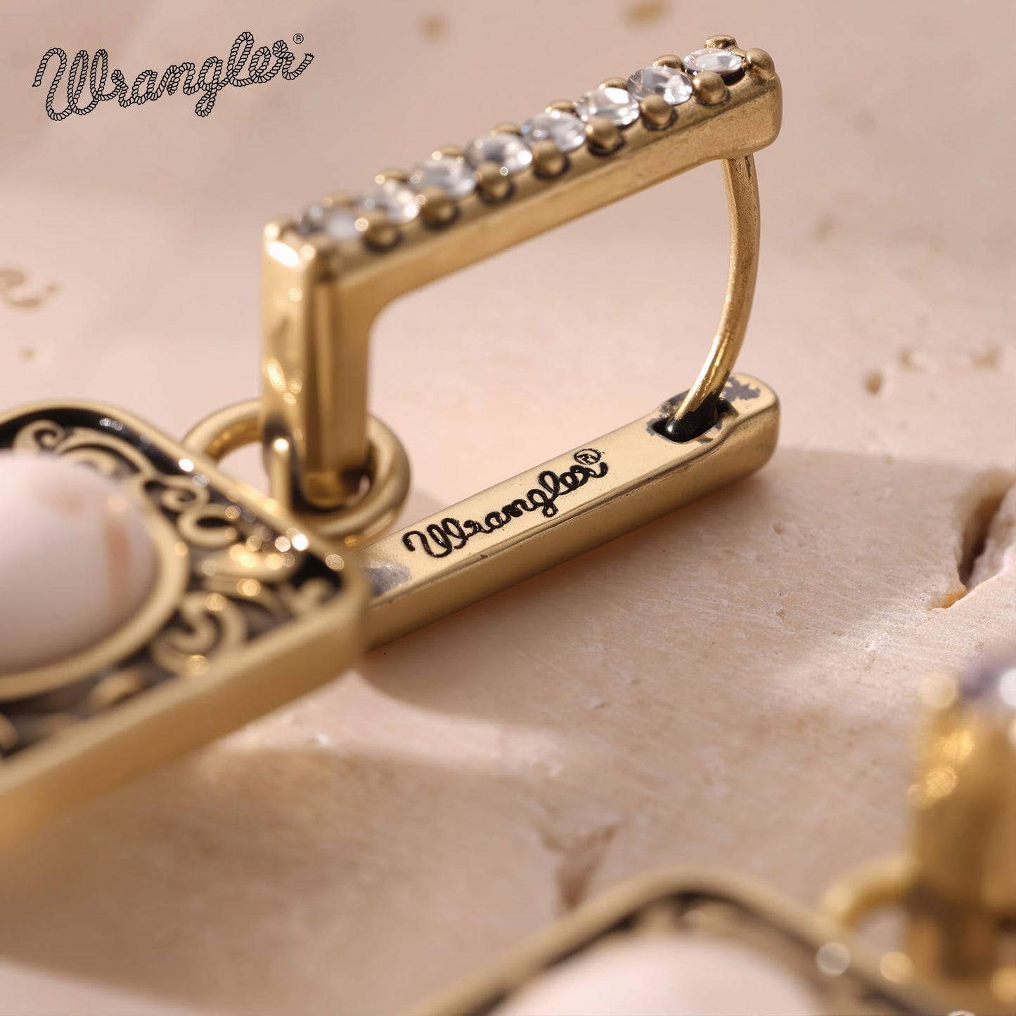 Wrangler Couture Turquoise Jewelry for Women, Square Turquoise Earrings | 14K Gold & Silver Plating, Western Jewelry, Western Country Earrings with Gift Box