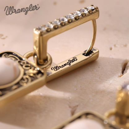 Wrangler Couture Turquoise Jewelry for Women, Square Turquoise Earrings | 14K Gold & Silver Plating, Western Jewelry, Western Country Earrings with Gift Box