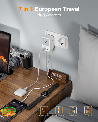 TESSAN 2 Pack European Travel Plug Adapter, Europe Power Converter