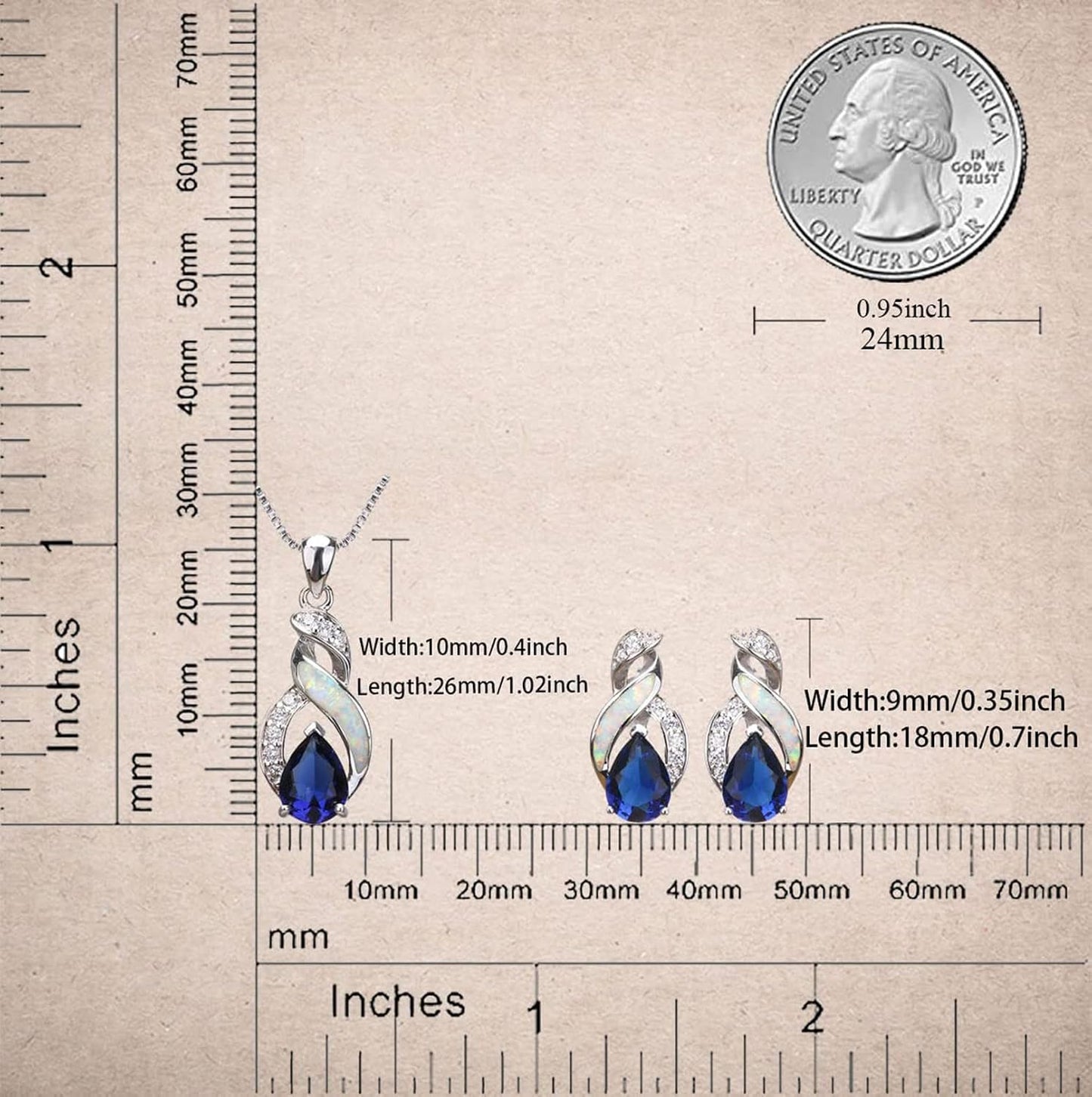 Jewelry Sets Australian Created Opal Necklace Earrings Jewelry for Mom