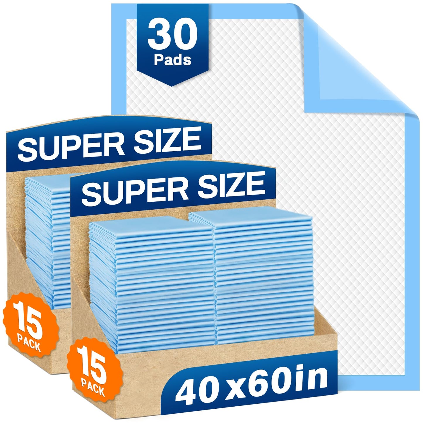 MILDPLUS Disposable Bed Pads 40"X40" 50pcs Extra Large Pee Pads for Incontinence 140 Gram Heavy Duty Super Absorbent Underpads Waterproof Chucks Pads for Adults, Elderly or Pets [100x100CM]
