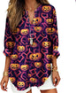 Womens Bohemian Print Tunic Top Cotton Blend V Neck Long Sleeve Loose Fit Casual Blouse for Summer Beach Vacation