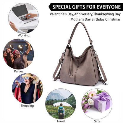 Realer Hobo Crossbody Bags for Women Designer Faux Leather Hobo Handbags Retro Large Size Shoulder Bag Bucket Purse