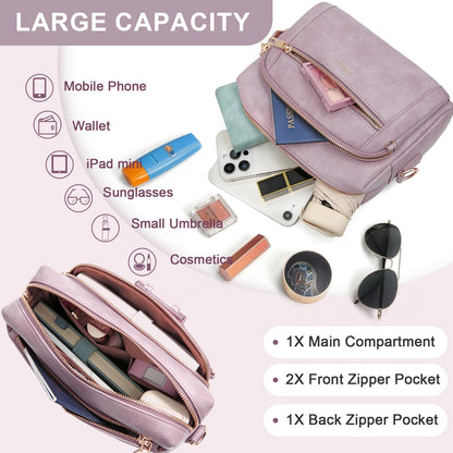 Small Leather Crossbody Bags for Women Anti theft Purses and Handbag Shoulder Hangbag with Wide Strap Tassel