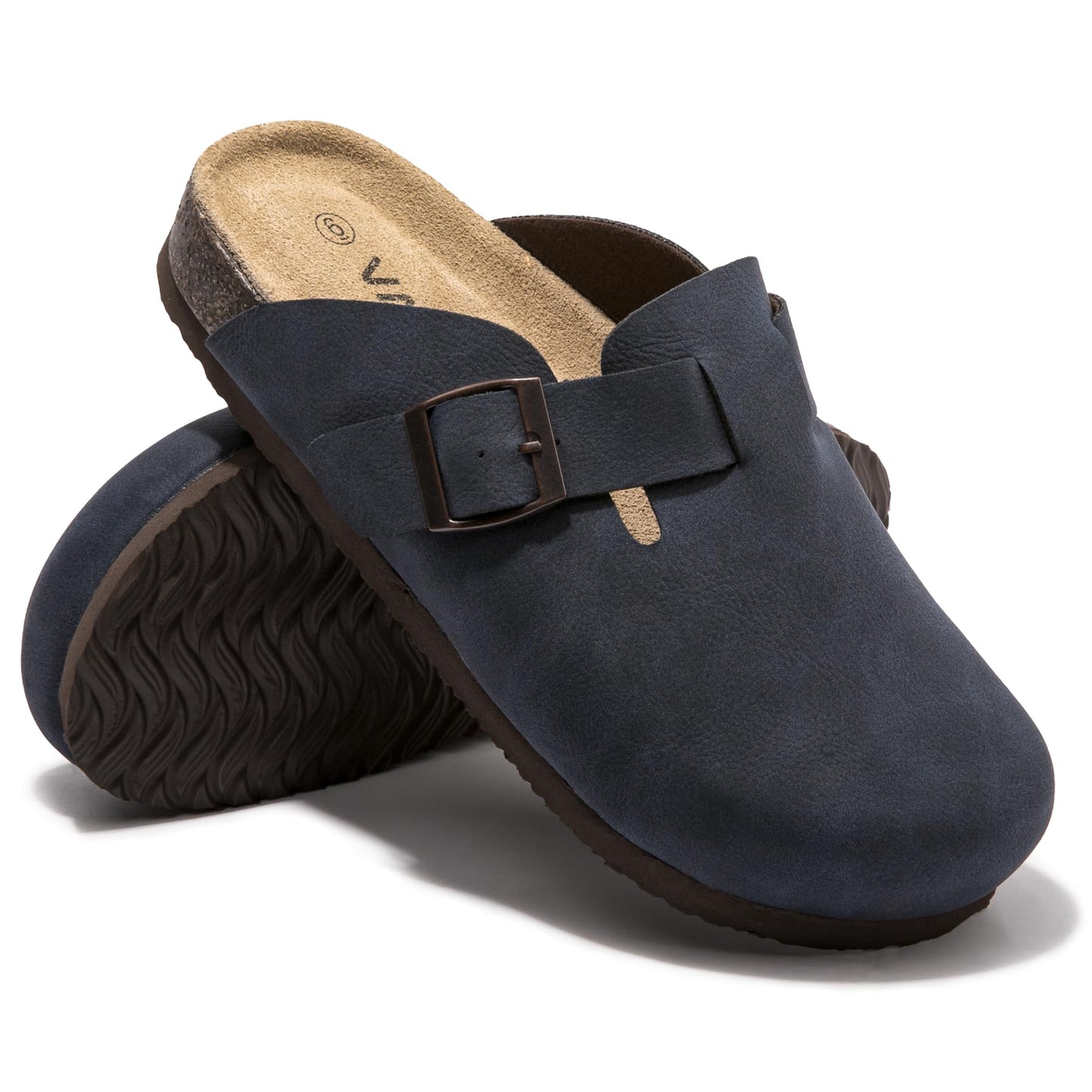 Women Suede Clogs Casual Slip On Potato Mule Slippers | Soft Suede Upper, Arch-Support Cork Insole, Adjustable Buckle, Anti-Slip Sole