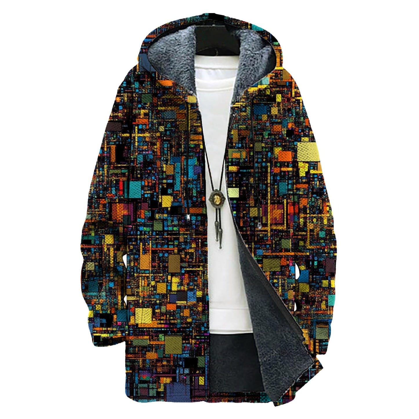 domirica Mens Hooded Cardigan Japanese Art Zip Up Long Sleeve Sweater Hoodie Dragon Print Coat with Pockets
