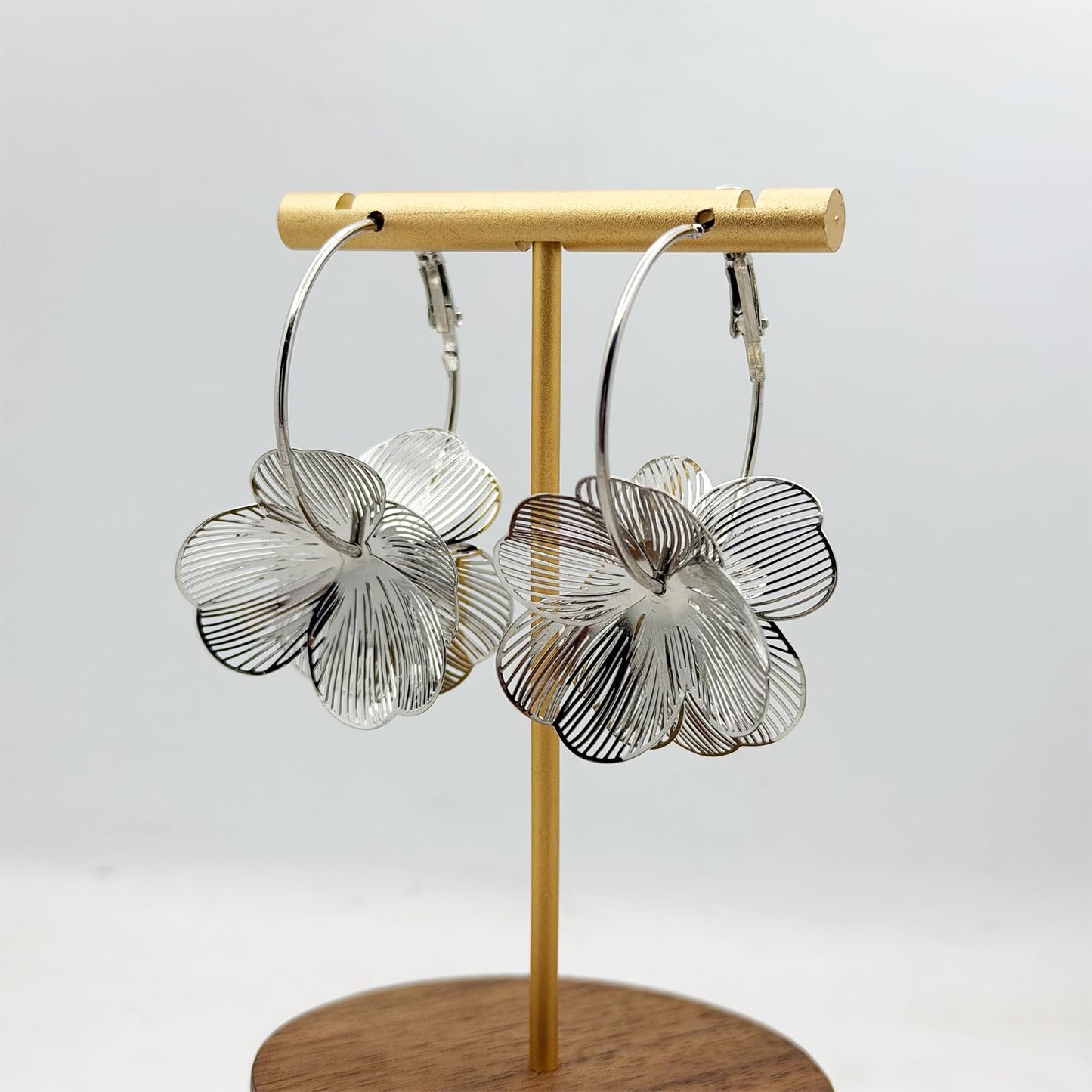 Gold Flower Earrings 14K Gold Plated Floral Statement Dangle Earrings Trendy