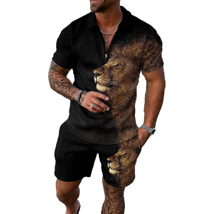 Mens Short Sets 2 Piece Outfits Polo Shirt Fashion Summer Tracksuits Casual Set Short Sleeve and Shorts Set for Men