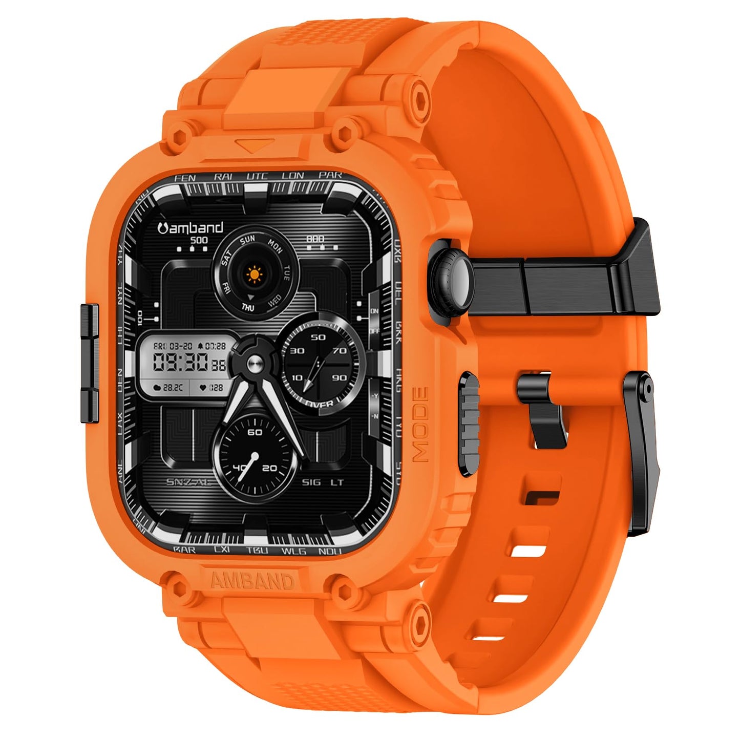 amBand Bands Compatible with Apple Watch 9/8/7 45mm, M1 Sport Series Rugged Case Protective Cover for iWatch 6/SE (3/2/1)/5/4/3 44mm Men Green