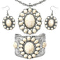 Shop LC Howlite Western Jewelry Set for Women Boho Cowgirl | 3-Piece Necklace Bracelet Earrings, Turquoise-Inspired, Chunky Statement, Southwestern
