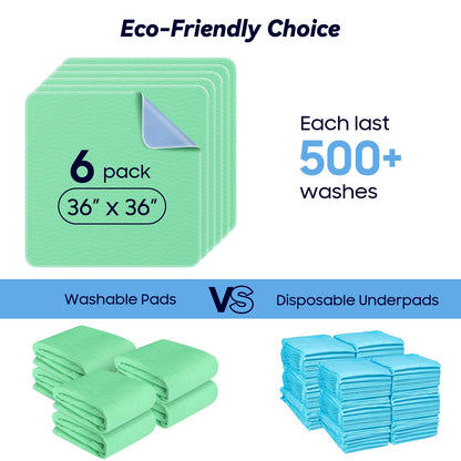 4 Pack 24” x 24” Extra Heavy Absorbency Washable Underpads, Waterproof Nursing Pads Incontinence Bed Pads, Reusable Washable Pee Pads for Dogs, Diaper Changing & Adults, Washable Puppy Pads
