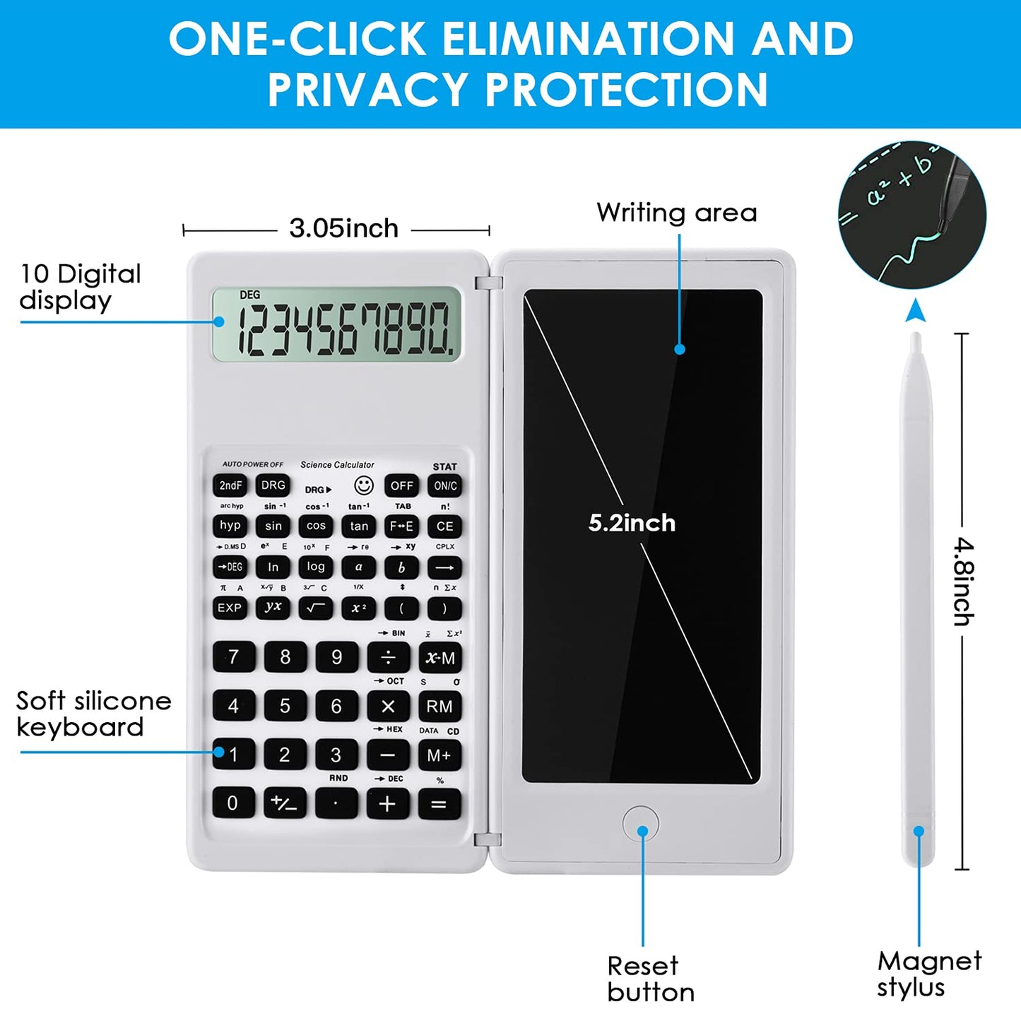 IPepul Scientific Calculators for Students, 10-Digit Large Screen, Math Calculator with Notepad, Classroom Must Haves for Middle High School Supplies & College (Black)