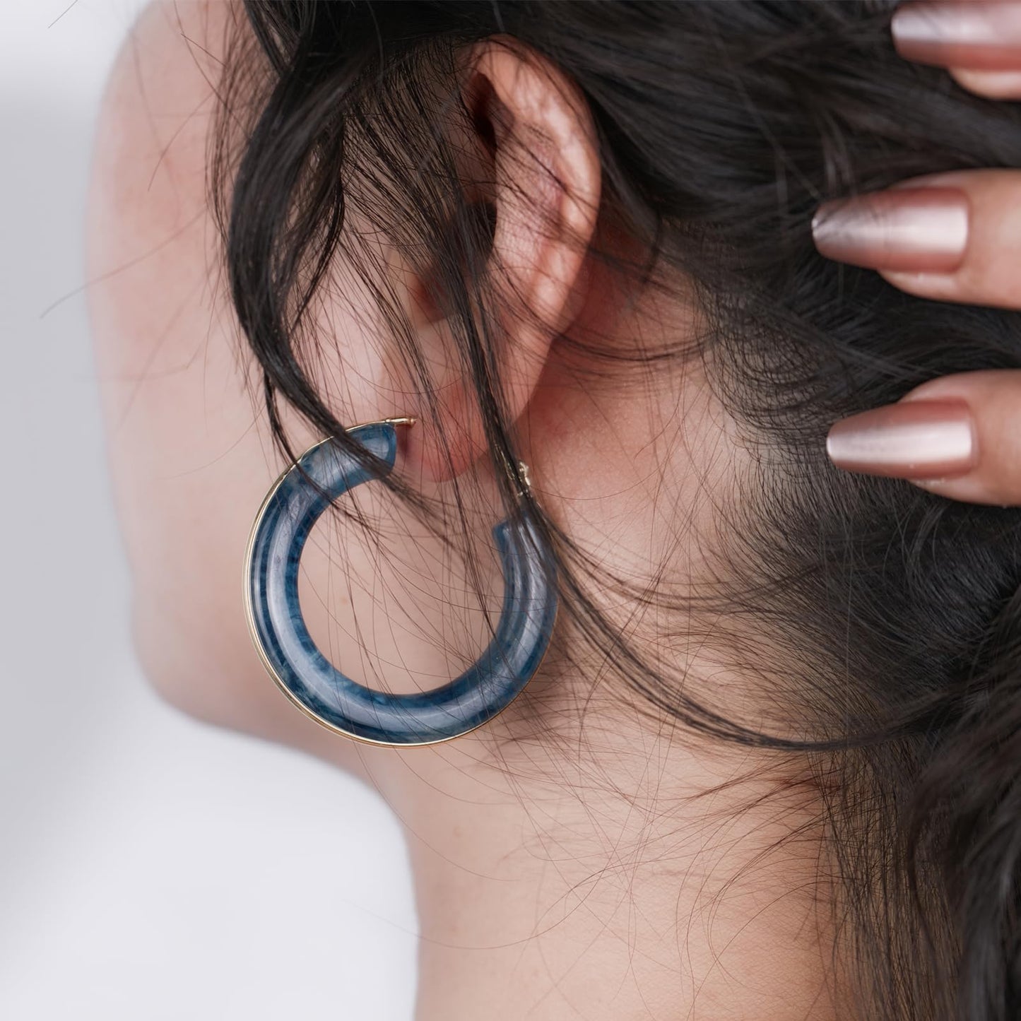 Chunky Gold Resin Hoop Earrings Leverback Statement Huggie Hoops Dangle Drop Dressy Earring Prom Festival Vacation Jewelry for Women