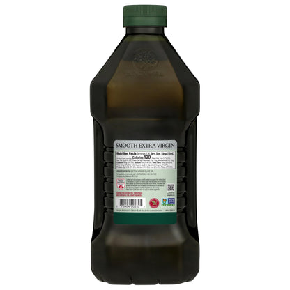 Pompeian Smooth Extra Virgin Olive Oil - 68 fl oz (2 L) First Cold Pressed Olive Oil for Cooking - Smooth Taste for Sauteing, Stir-Frying, and Baking - Value Size