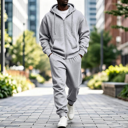 Jogger Sweatpants Matching Outfit For Men 2 Piece Sweat Suits Full Zip Up Hooded Tracksuit Soft Fleece Set