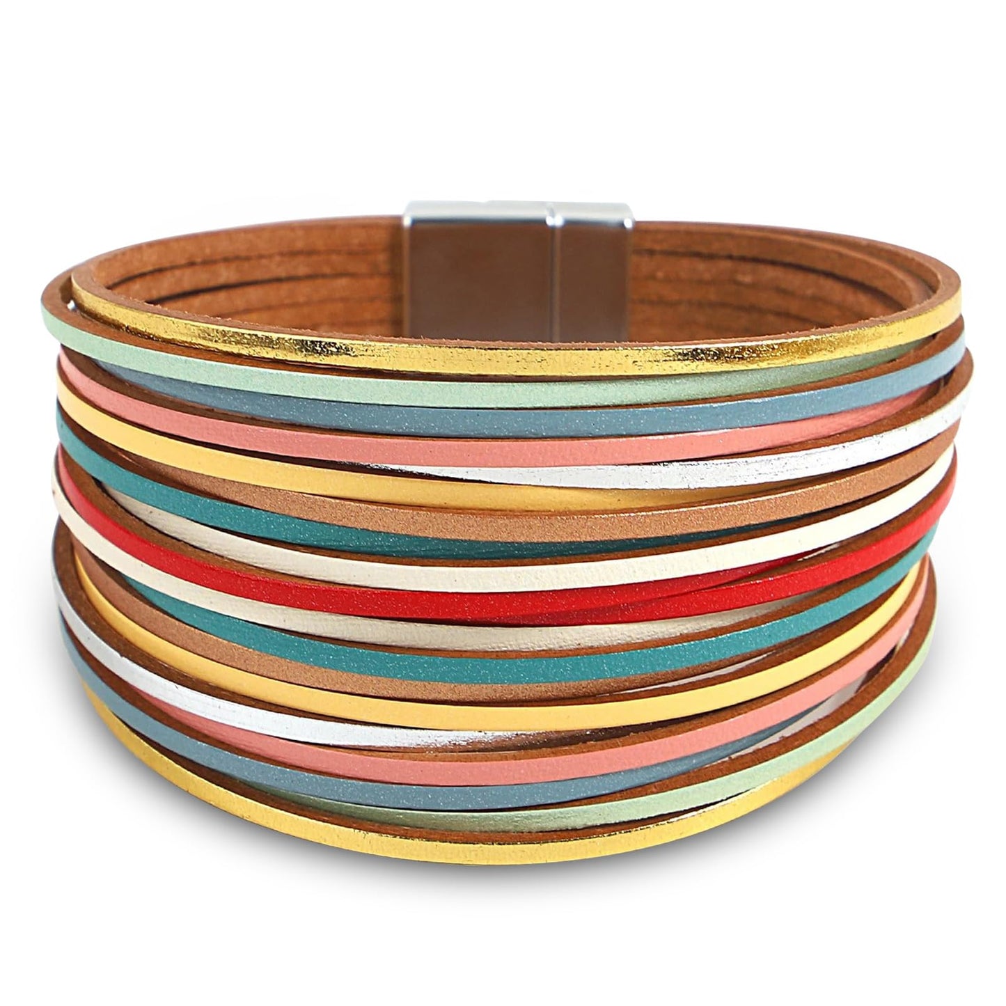 Fesciory Leather Wrap Bracelets for Women, Boho Western Layered Jewelry | Layered leather cuff bracelets, Easy on and off, Boho western style, Daily wear, Gift for women