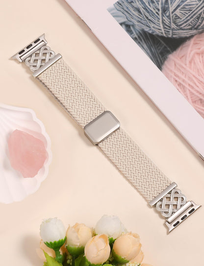 TOYOUTHS Braided Magnetic Band Compatible with Apple Watch Bands 38/40/41/42/44/45/46/49mm Women Men, Dressy Celtic Metal Stretchy Elastic Strap for iWatch Series 11 10 9 8 7 6 5 4 SE/Ultra 3 2 1