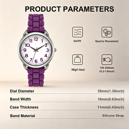 Bisley 35MM Watches for Women Big Face Easy Reader Silicone Strap Water Proof