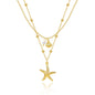 Zeffy Shell Necklace for Women,14K Gold Plated Layered Starfish Conch SeaShell Pearl Pendant Charm Necklace Stack Waterproof Dainty Beach Jewelry for Summer Vacation