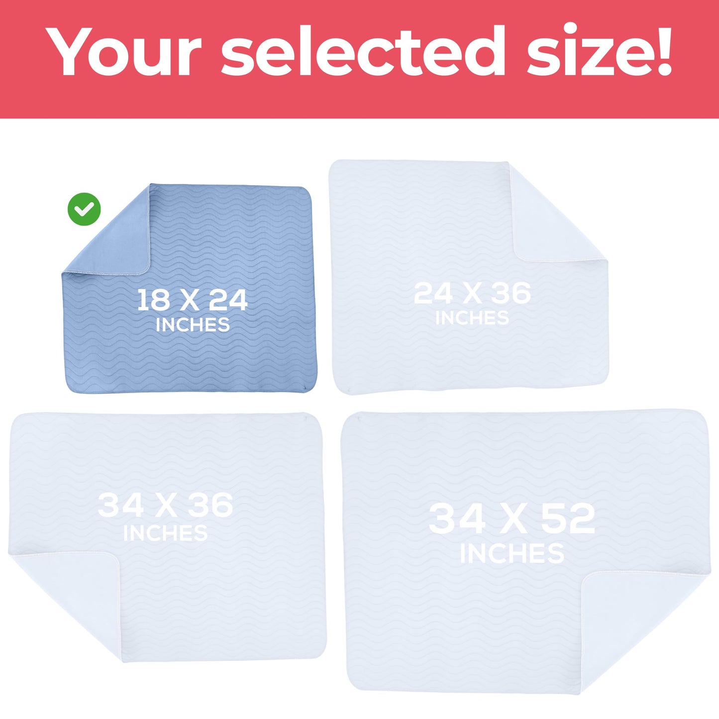 Utopia Bedding Washable Underpads 34" x 36" (Pack of 4), Waterproof Reusable Heavy Absorbency Incontinence Bed Pads for Adults, Kids, Elderly and Pets, Bedwetting Pads for Sofa and Couch (Blue)
