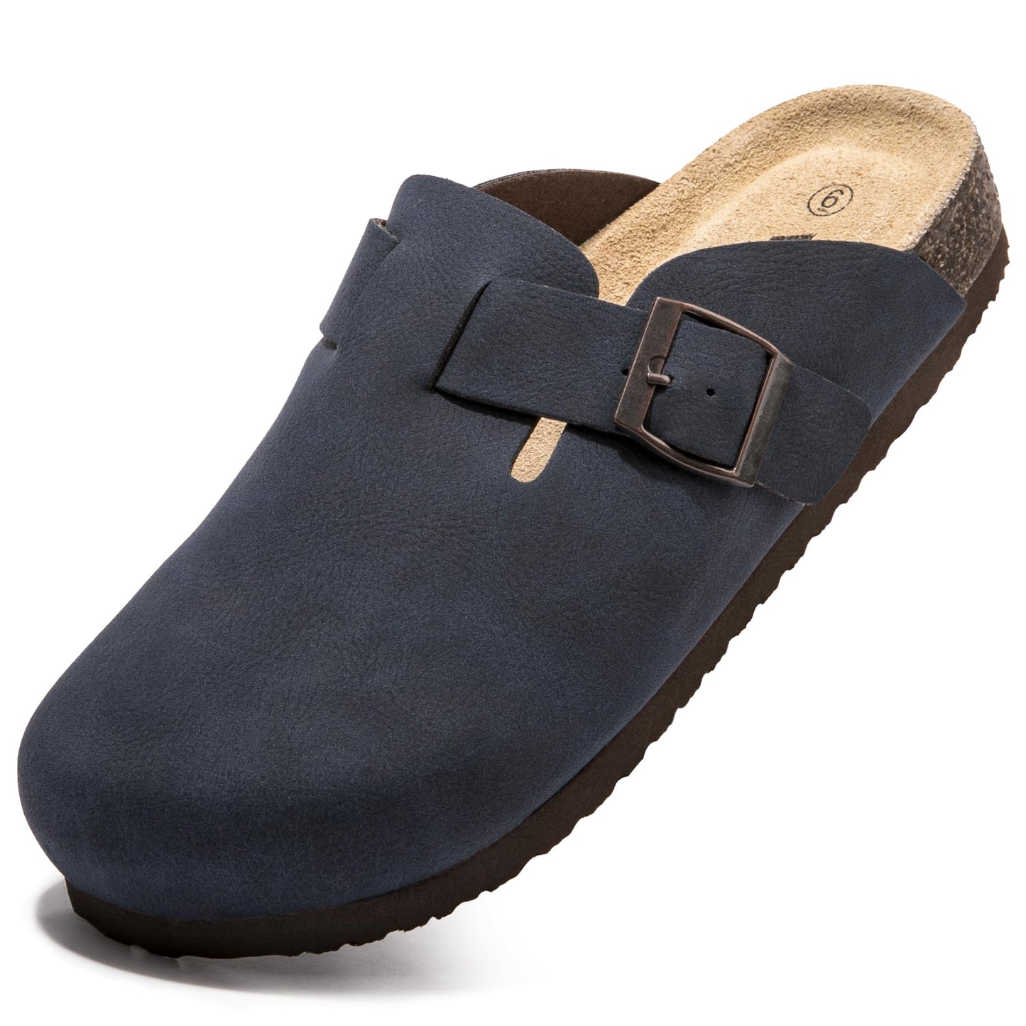 Women Suede Clogs Casual Slip On Potato Mule Slippers | Soft Suede Upper, Arch-Support Cork Insole, Adjustable Buckle, Anti-Slip Sole