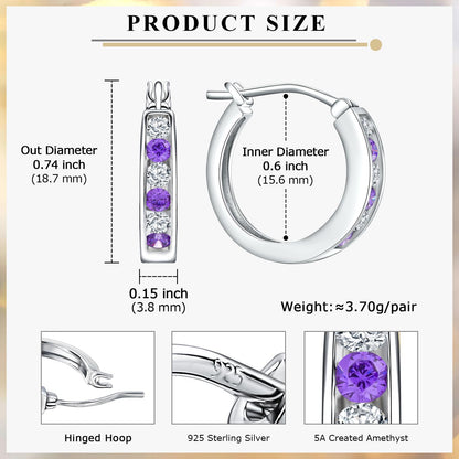 Channel Set Small Huggie Hoop Earrings Sterling Silver or 14K Gold Color,Lightweight Hypoallergenic CZ Diamond Chunky Hoop Earrings for Women