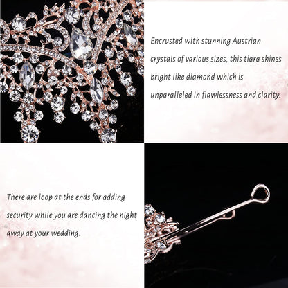 TOBATOBA Silver Wedding Crystal Tiaras and Crowns for Women, Bride Royal Queen Headband Princess Quinceanera Headpieces for Birthday Prom Pageant Party