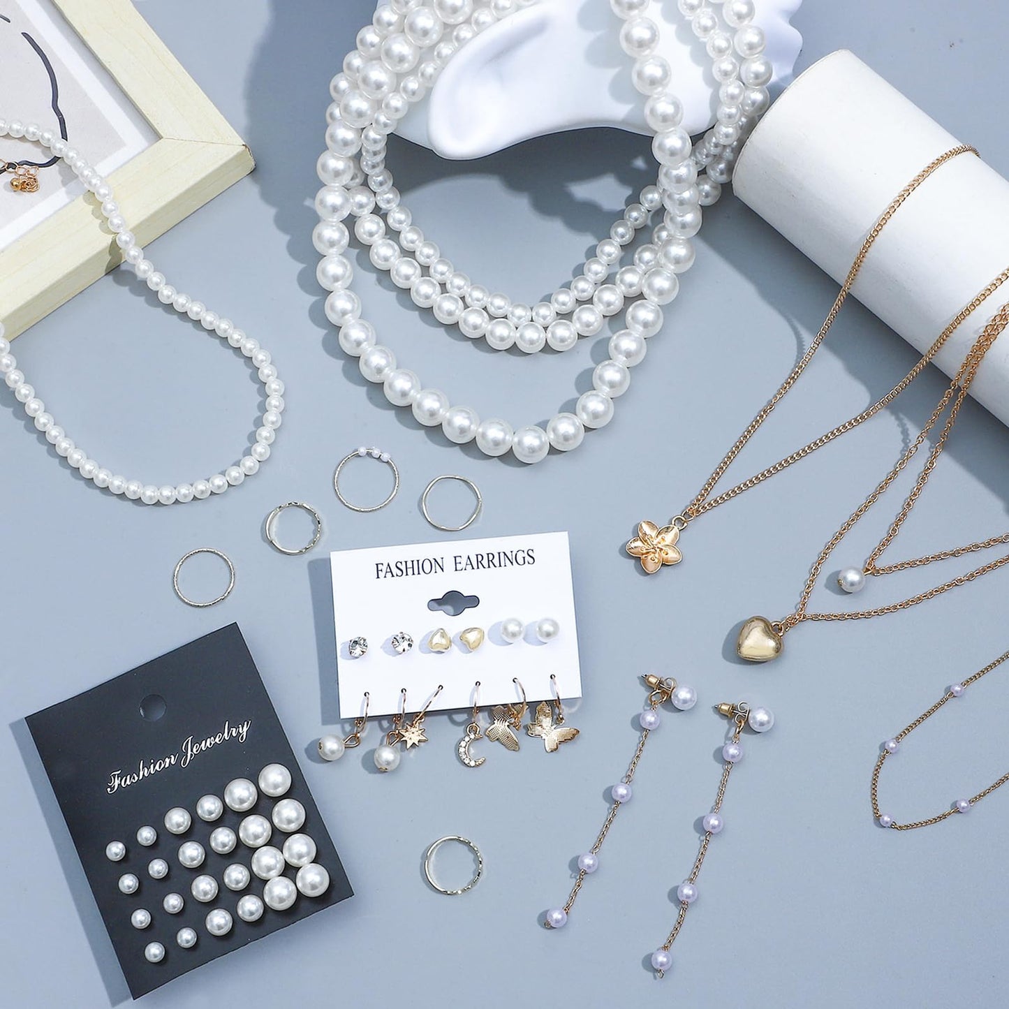 NEWITIN 69 Pieces Gold Jewelry Set for Women Fashion Costume Jewelry Gold Plated Necklace Bracelet Earrings Set for Women