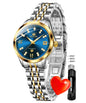 OLEVS Womens Automatic Watches Gold Classic Diamond Ladies Self Winding Mechanical Two Tone Stainless Steel Wrist Watch Date